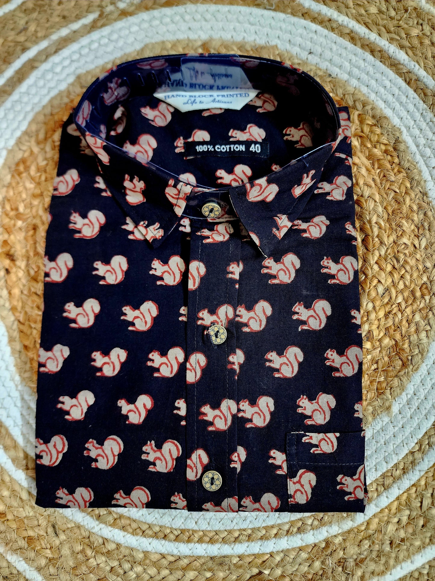 Cotton half sleeve shirt (squirrel print)