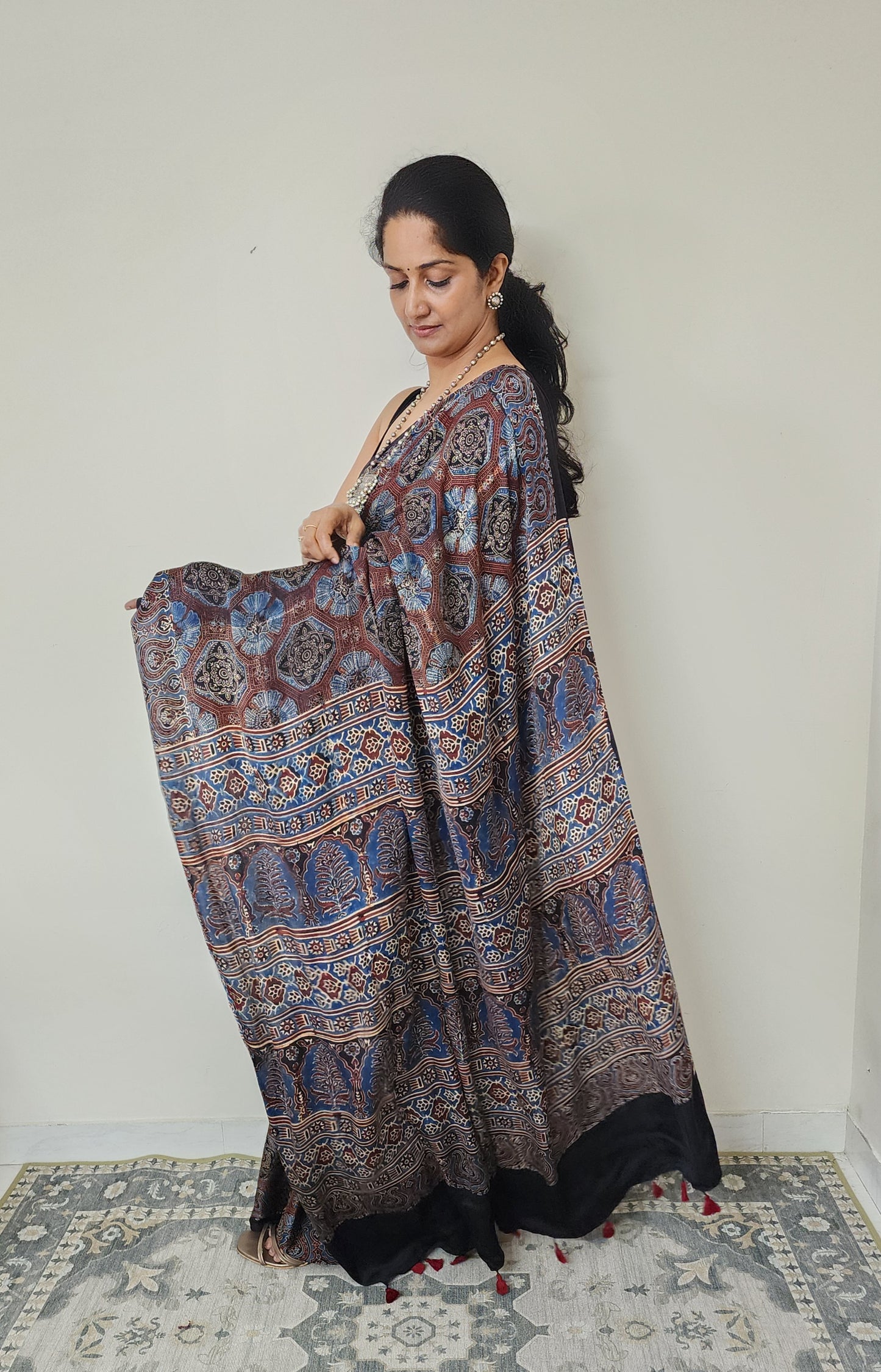 Ajrakh Modal saree (Brown)