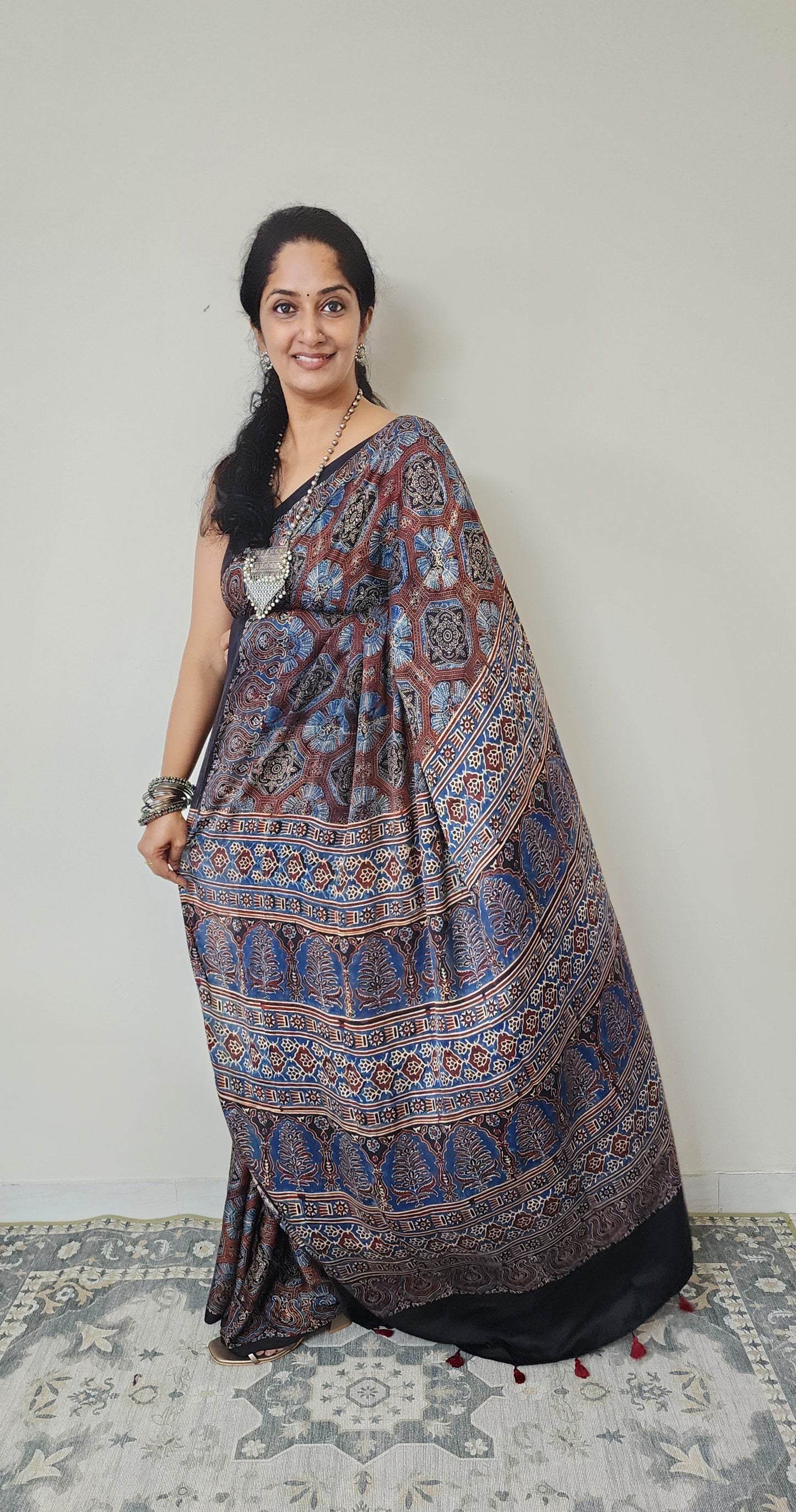 Ajrakh Modal saree (Brown)