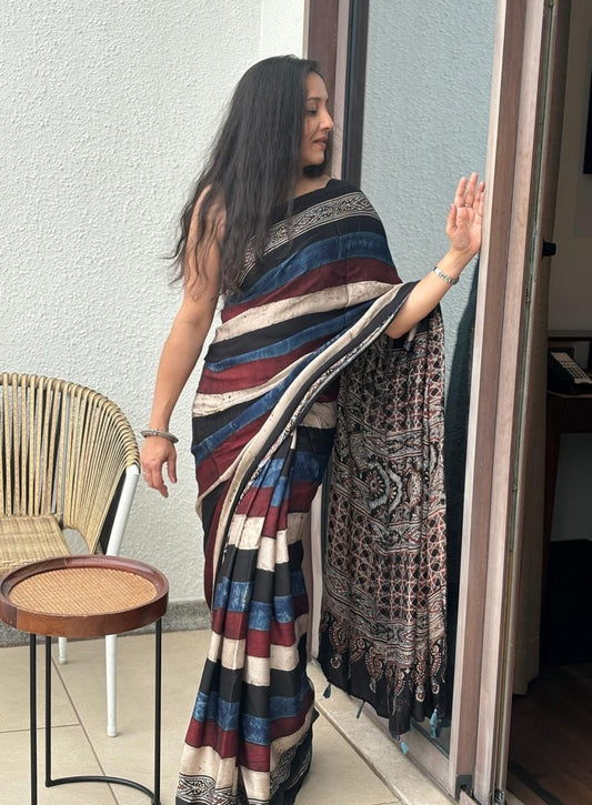 Ajrakh Modal saree